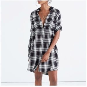 Madewell Courier Shirt Dress Black White Plaid XXS